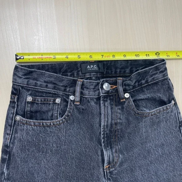 A.P.C. Women Black Martin Straight Vintage Stone-Washed Jeans Gray Size 25